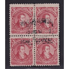 ARGENTINA 1889 GJ 106 CUADRO DE ESTAMPILLAS USADAS CON MATASELLO COCHA TUCUMAN, RARISIMO